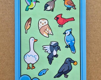 Foglio di adesivi a forma di uccelli / Adesivi a forma di uccellini / Decorazioni per diari e agende
