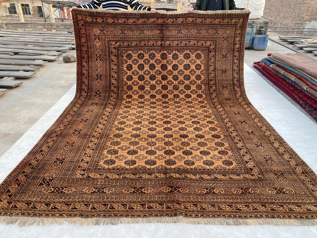 Large Vintage Ersari Rug, 8x11 Brown Wool Turkoman Carpet - Etsy