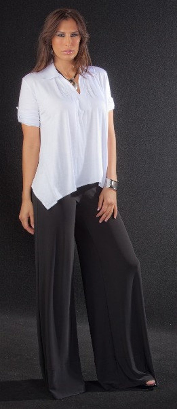 Tummy Control Black Palazzo Pant Etsy
