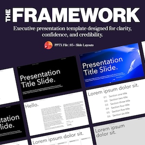 The Framework – Clean Executive PowerPoint Presentation Template (68 Slides)