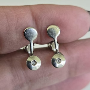 1 Vintage Pair Pierced Earring Converters Post to Clip Earrings Silver Tone 3/4&quot; by 3/8&quot;