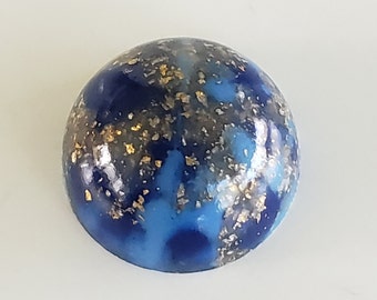 1 Vintage 13 mm gespikkelde marineblauw goud ronde acrylhars cabochon steen