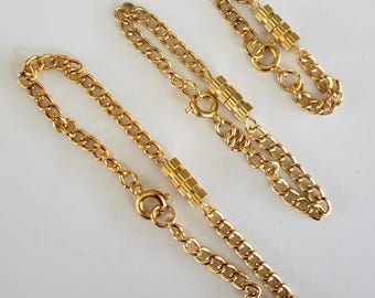 Vintage Gold Tone Curb Link Chain 1/8 Wide Chain Necklace Extender 3&quot; , 4.75&quot; & 6.5&quot; Screw on Barrel and Spring Ring Clasp