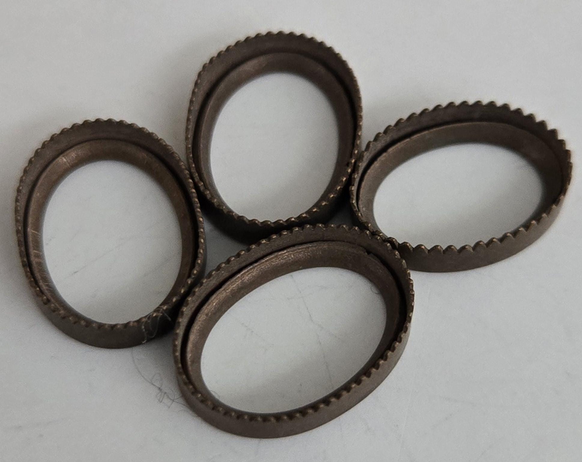 Vintage 4 Piece Lot Oval 9/16" by 7/16" Saw Teeth Bezel Raw Brass Blank Holder Setting Mounting for a 12x8mm Stone