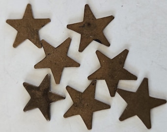 Vintage Rohmessing Stern Rohlinge: 9 mm Stanzen Charms, Schmuckherstellung (7 Stück)