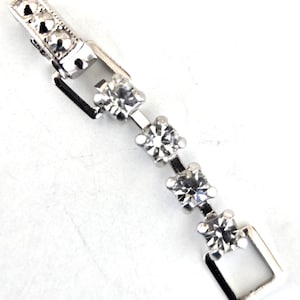 Vintage Rhinestone Necklace Extender, Silver Tone Chain Clasp (1-1/4" Long)