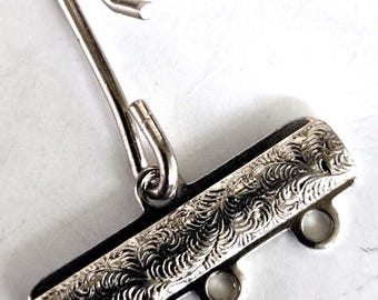 Vintage Silver Tone 3-Strand Necklace Connector with Hook Clasp