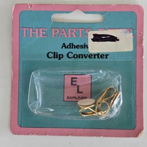 Vintage The Parts Dept Adhesive Gold Tone Clip Converter firmy EL Earlines w karcie One Pair 3/4" na 3/8"