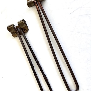 2 Vintage Raw Brass Tube Hinge Clips: Jewelry/Hair Pin Findings