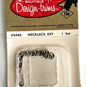 Vintage 1963 Craft House Necklace Extender: Silver Tone Cable Link Chain