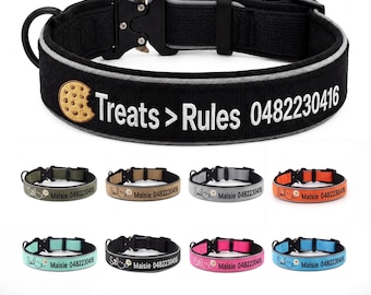 Personalized Embroidered Dog Collar with Name & Phone Number, Reflective Nylon Custom Pet ID Collar