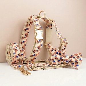 Personalized No Pull Dog Harness Collar Leash American Flag Print Set - Engravable Bucket