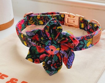 Floral Dog Harness Set, Personalized Collar & Leash, 6-Piece Matching Walking Set, Adjustable No-Pull Vest