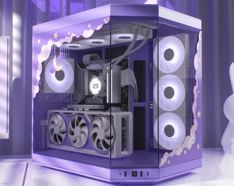 Dreamy Night PC Hülle kompatibel mit Hyte Y70 - Lila Vinyl Aufkleber - Kawaii Gaming Zubehör