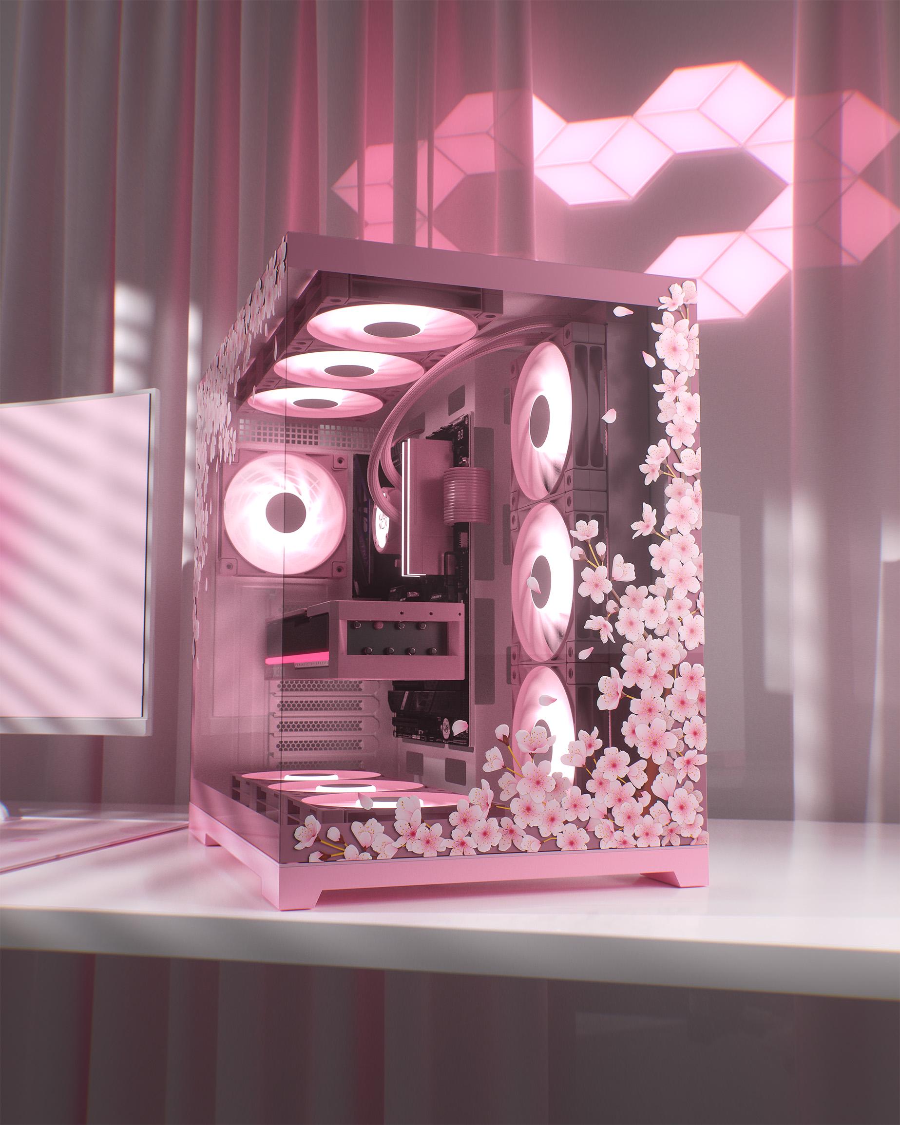 Japanese Computer Case Custom Sakura PC Case Skin, Japanese Cherry Blossom Decal, Flower ...