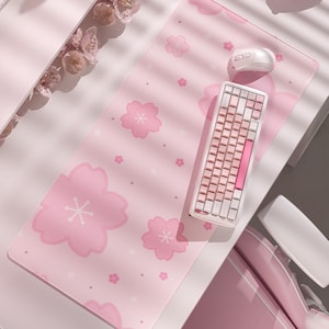 Sakura Schreibtischunterlage - Pink Cherry Blossom Mousepad - Große Schreibtischunterlage für gemütliches Gaming Set-up Rosa