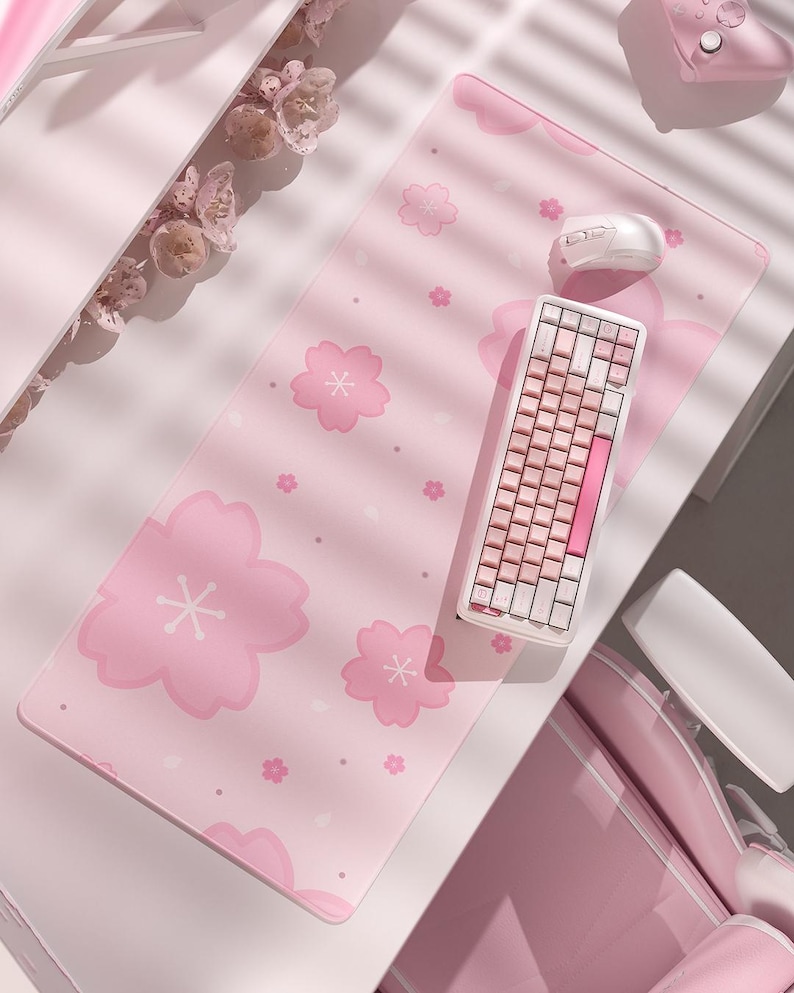 Sakura Schreibtischunterlage - Pink Cherry Blossom Mousepad - Große Schreibtischunterlage für gemütliches Gaming Set-up Rosa