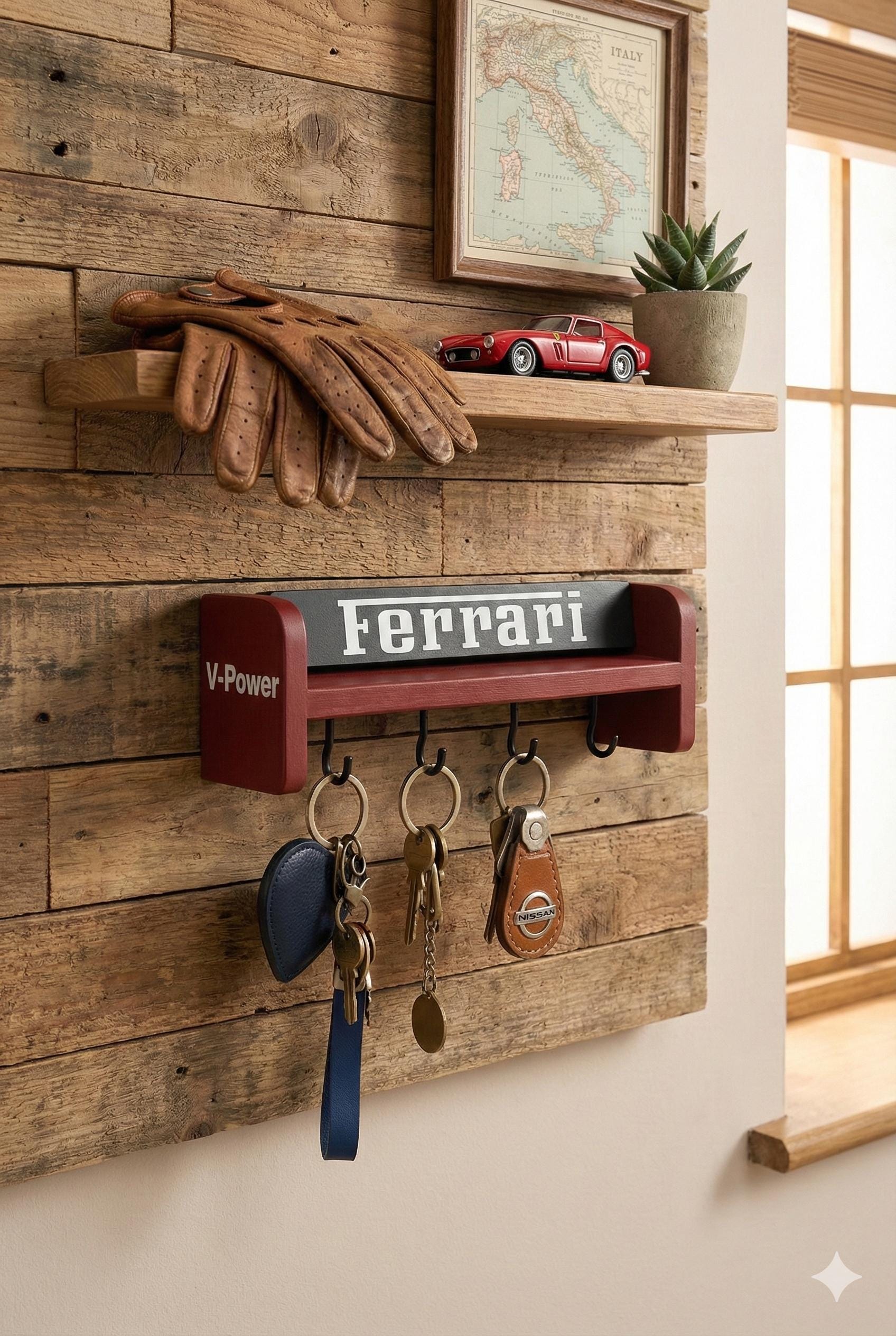 Handmade Ferrari F1 Wood Key Holder | Motorsport Fan Wall Decor - Etsy