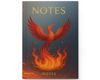 Cuaderno de tapa dura con notas de llamas de fénix/cuaderno mate, Mythical Bird Stationery