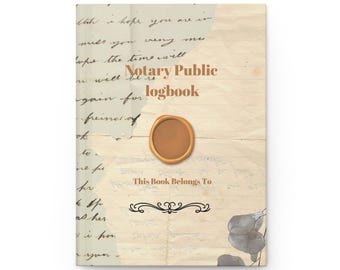 Diario de registro de notario público, tapa dura, libro de registro floral vintage, páginas rayadas