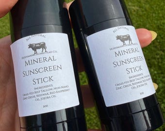Mineral Sunscreen Stick - Made with Grass-Fed Beef Tallow & Non-Nano Zinc Oxide