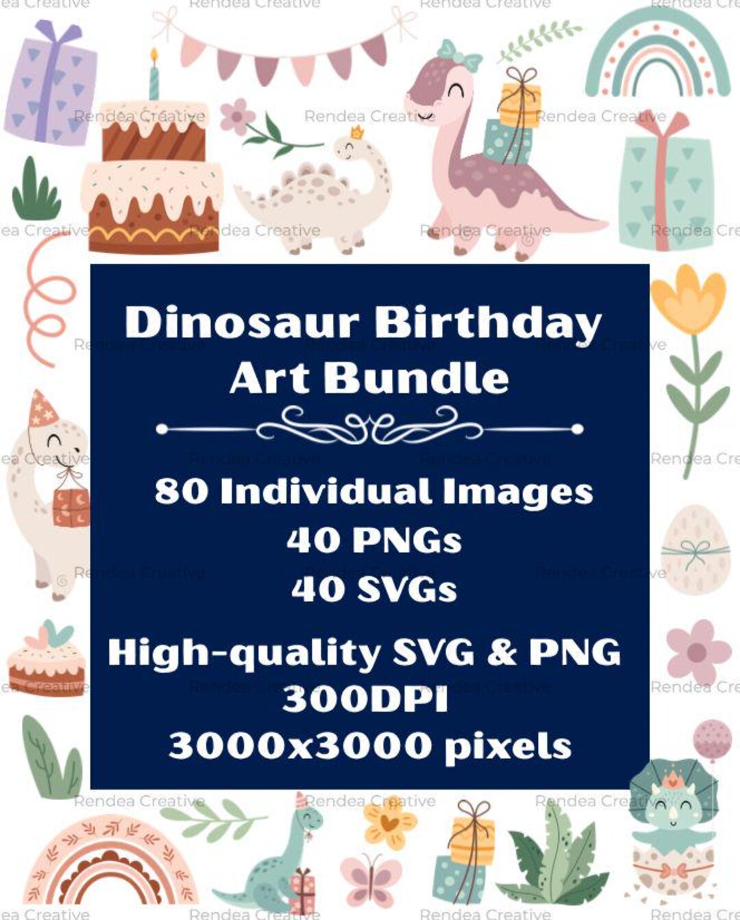 Cute Dinosaur SVG PNG Bundle | 80 Whimsical Dino Clipart Assets ...