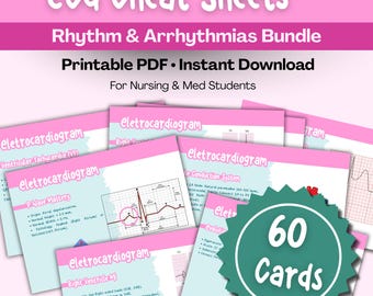 ECG Rhythm & Arrhythmias Cheat Sheet Bundle | EKG Cheat Sheet | ECG ...