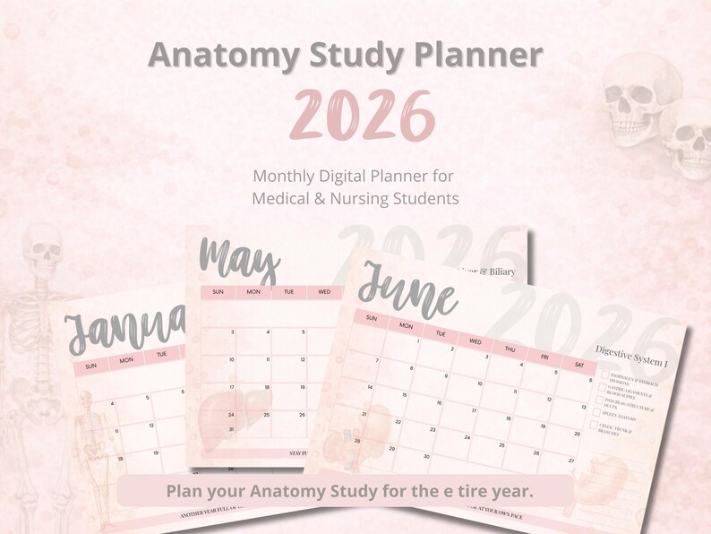 Anatomy Study Planner 2026 – Digital Anatomy Planner for Medical &amp; Nursing Students - Etsy
