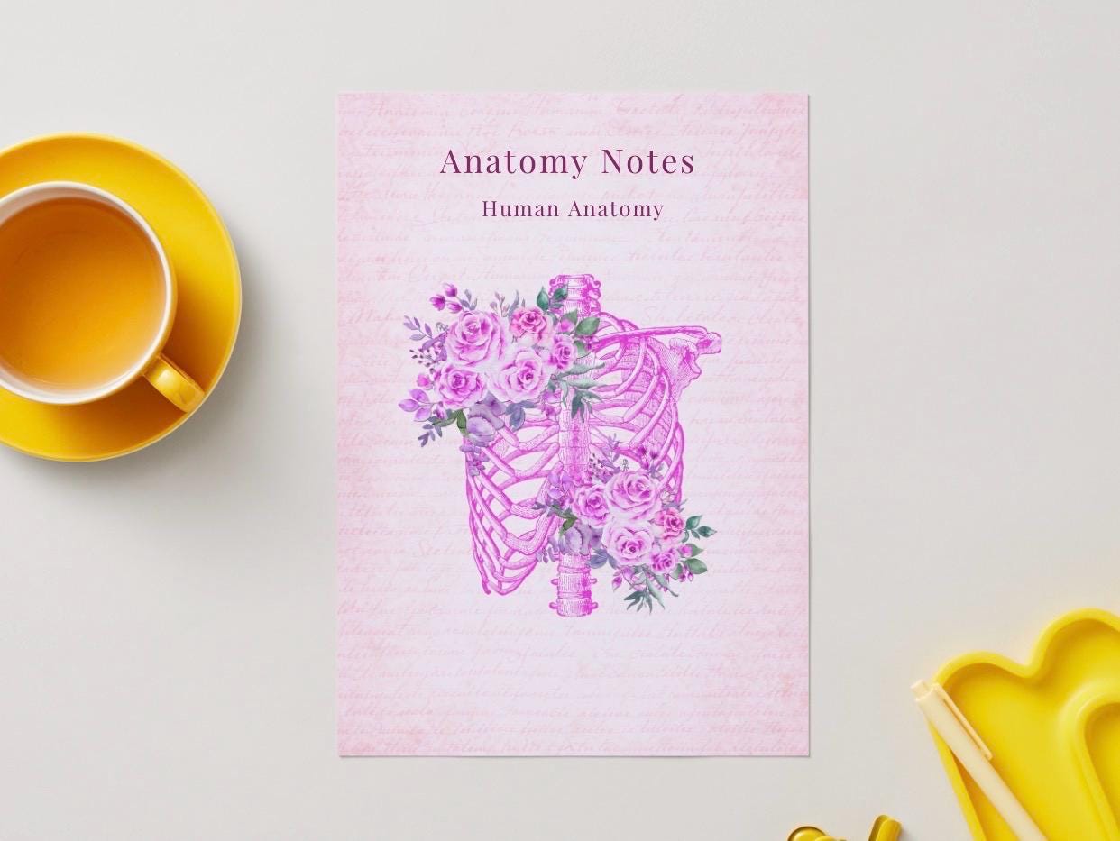 Anatomy Notebook Covers Pink | Vintage Floral Skeleton | Printable PDF ...