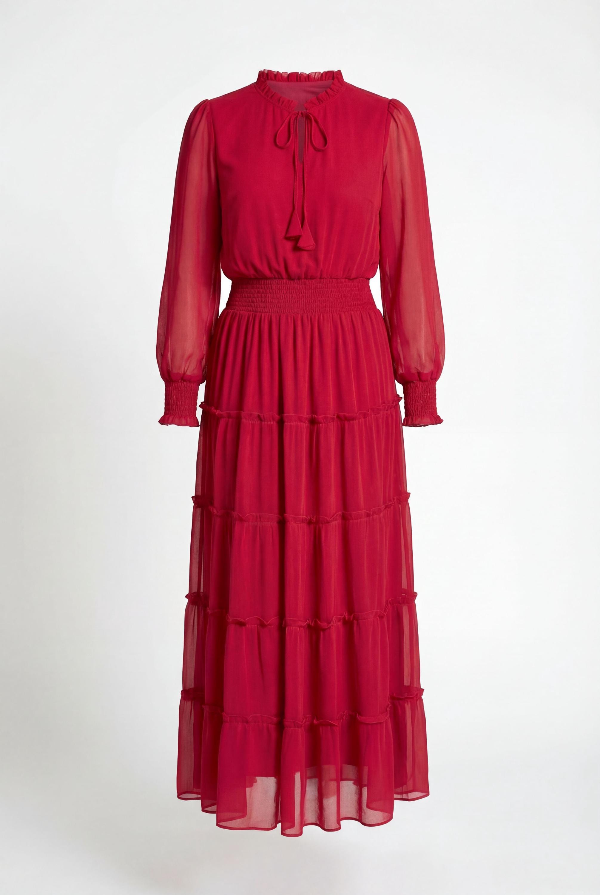 Red Chiffon Maxi Dress