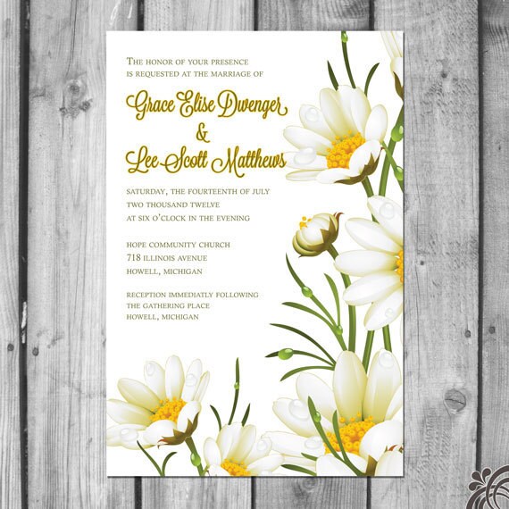 Daisy Wedding Invitation Set Etsy