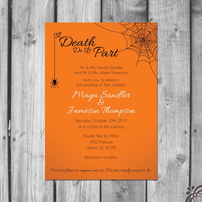 Halloween Themed Wedding Invitations Set Etsy