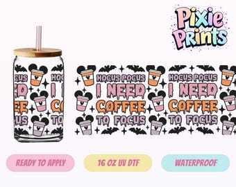 Diseño mágico de Halloween con impresión UV para vasos térmicos (DTF) el mismo día.