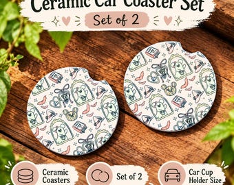 Magical Mouse Halloween Car Coaster Set of 2 Car Accessories