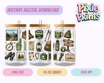Envoltura para vaso Libbey, descarga digital UV DTF, sublimación, descarga digital.