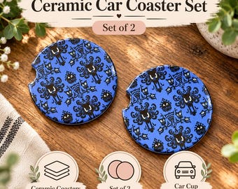 Magical Mansion Halloween Car Coaster Set of 2 Car Accessories