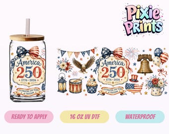 Patriotic UV DTF Tumbler Wrap Same Day Print #7665-16