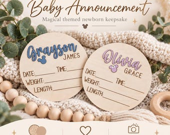 Magical Mouse Birth Announcement Stats Personalized Baby Name Sign