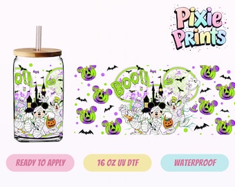 Diseño mágico de Halloween con impresión UV para vasos térmicos (DTF) el mismo día.