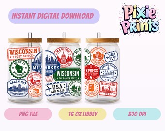 Envoltura para vaso Libbey, descarga digital UV DTF, sublimación, descarga digital.