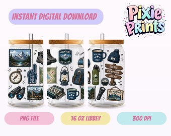 Envoltura para vaso Libbey, descarga digital UV DTF, sublimación, descarga digital.