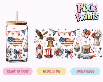 Patriotic UV DTF Tumbler Wrap Same Day Print #7664-16