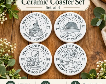 Magical Theme Park Inspired Coaster Set of 4 Ceramic Home Decor