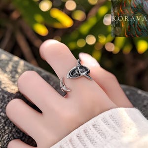 Sterling Silver White Shark Ring, Adjustable Apex Predator Accessory