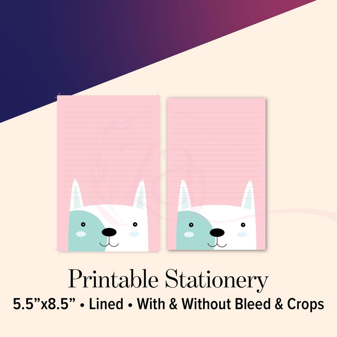 Cute & Colorful Puppy Stationery Pad | Whimsical Printable | Digital ...