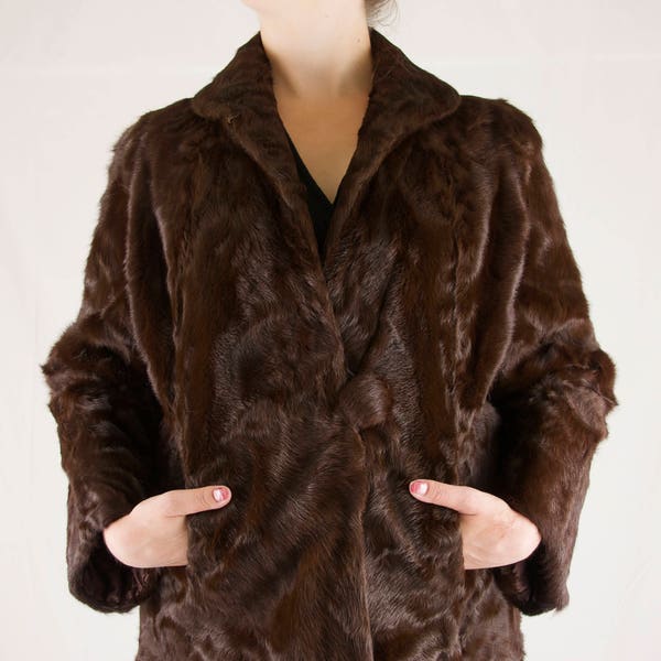 Vintage Rich Dark Chocolate Brown Mink Fur Coat