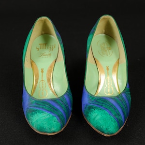 Vintage Mijji Blue and Green Leather Stiletto Heels