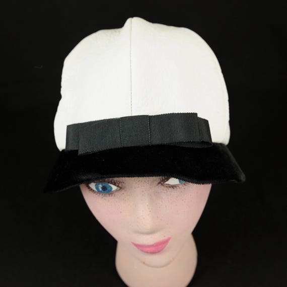 Vintage White Leather and Black Velvet Equestrian