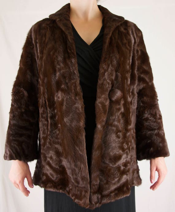 Vintage Rich Dark Chocolate Brown Mink Fur Coat - image 2