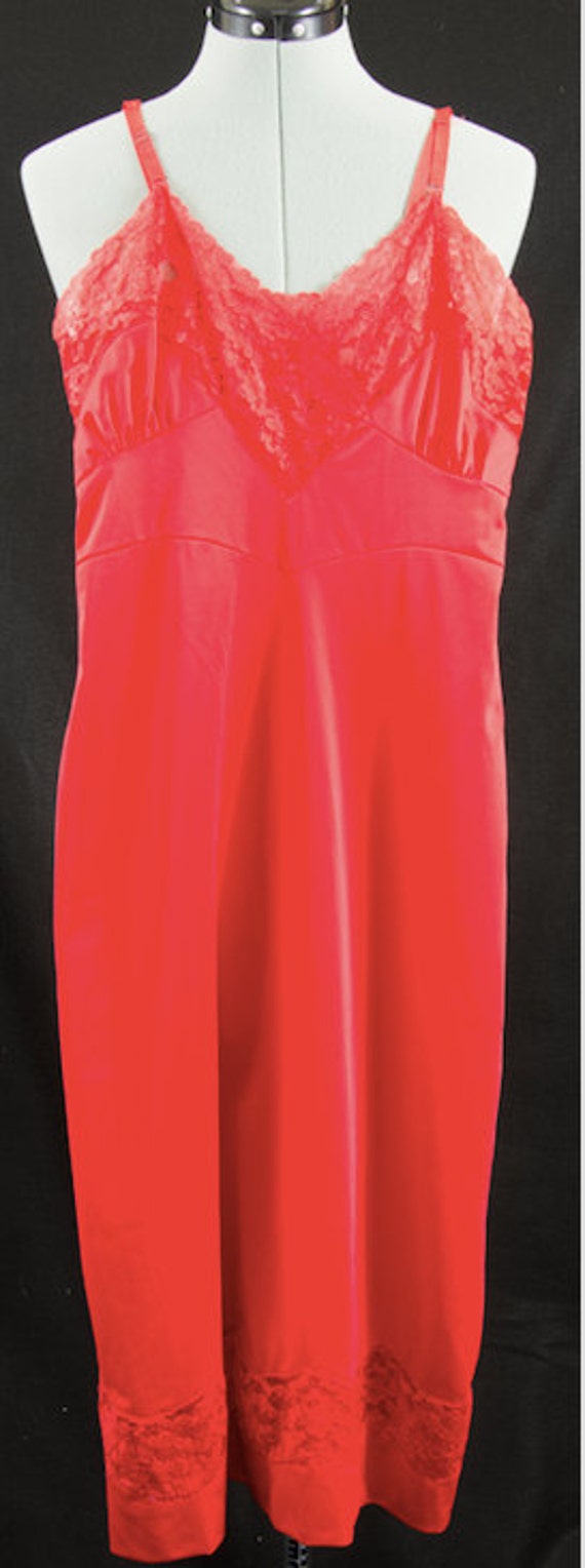Vintage Colony Club Red Lace Slip Nightgown